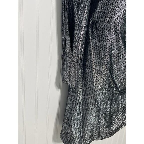 Maje Ralery Metallic Long Sleeve Cocktail Dress Argent Silver Grey Size Medium - Picture 14 of 16